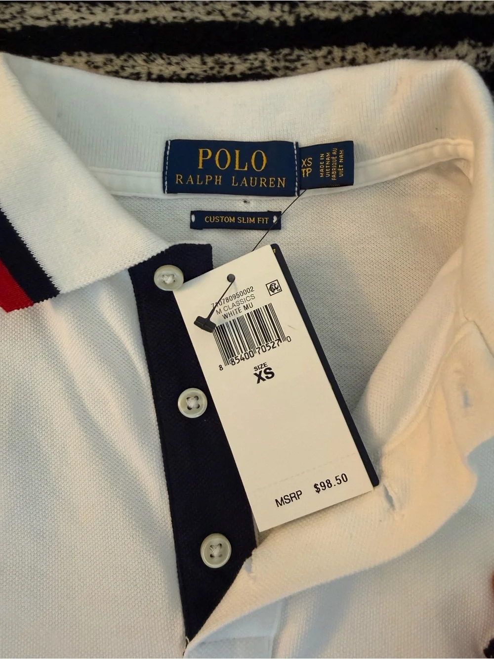 Ralph Lauren White Polo with Navy & Red Trim